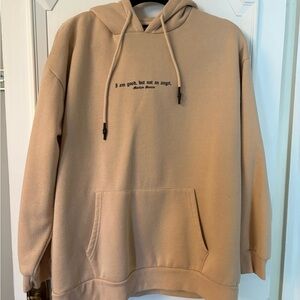 Forever 21 Beige Crewneck Hoodie with Black Script